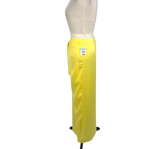 ASOS Something New Gloria High Waist Long Wrap Skirt Yellow Size XS NWOT $112 - Picture 5 of 9